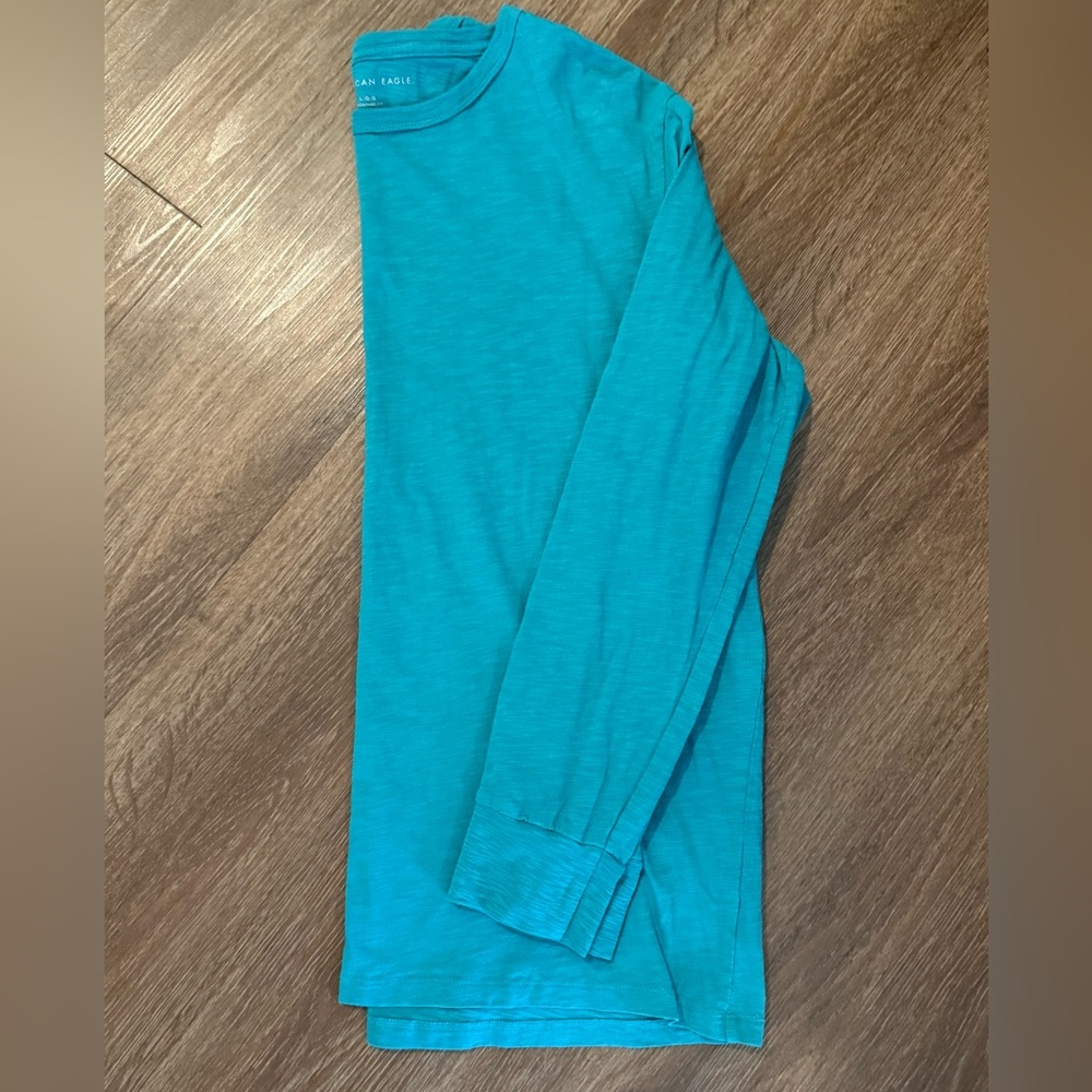 American Eagle Teal Long Sleeve Tee – Size L, Lightweight Standard Fit